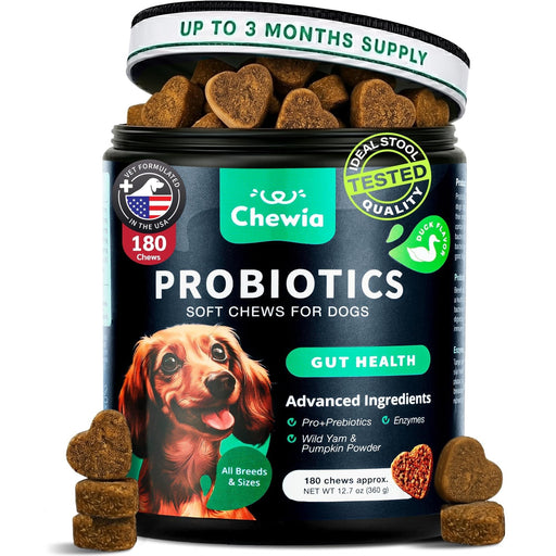 Chewia Probiotic Soft Chews for Dogs, Duck Flavor, 180 Count