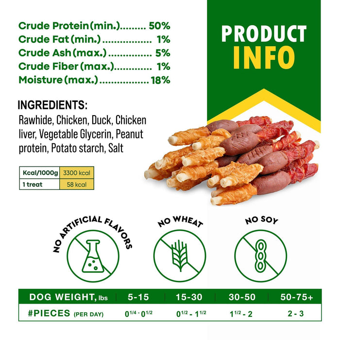 Beloved Pets Triple Flavor Rawhide Dog Chew Sticks, 10.6 oz