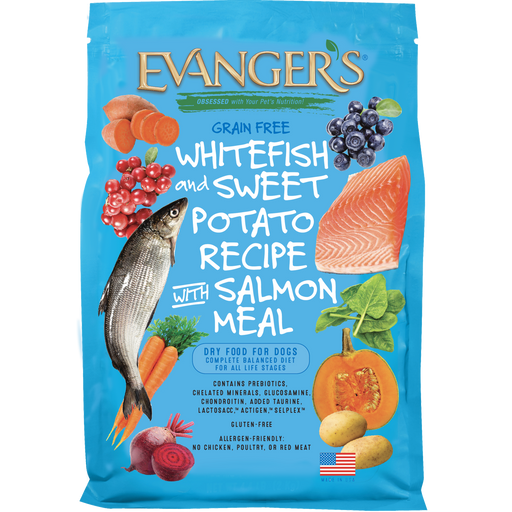 Evanger's Grain-Free Whitefish & Sweet Potato Recipe with Salmon Meal Dry Dog Food