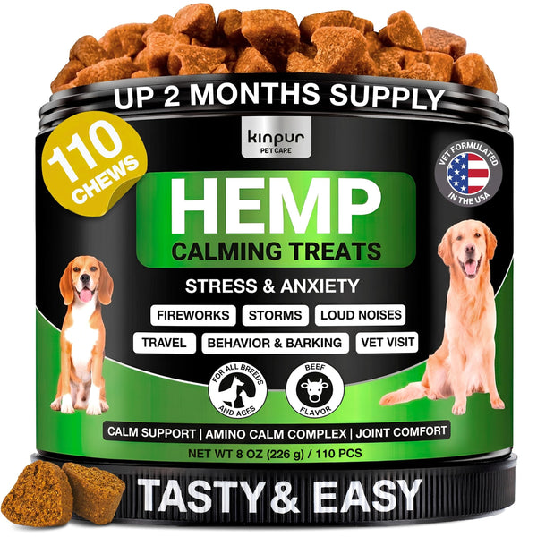 Kinpur Hemp Calming Soft Chews for Dogs, Beef, 110 Count