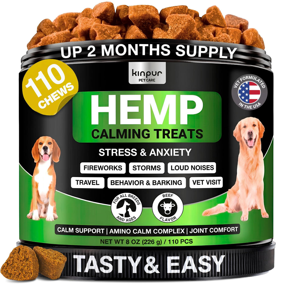 Kinpur Hemp Calming Soft Chews for Dogs, Beef, 110 Count