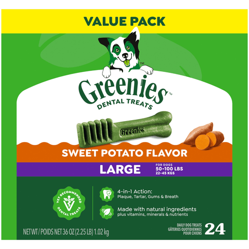 Greenies Sweet Potato Dental Bone Dog Treat Large — manufacturer recipe-family image; package size may differ