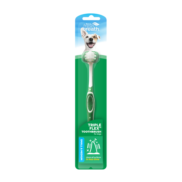 TropiClean Fresh Breath Triple Flex Toothbrush for Small and Medium Dogs — Small/medium dogs — one toothbrush retail package