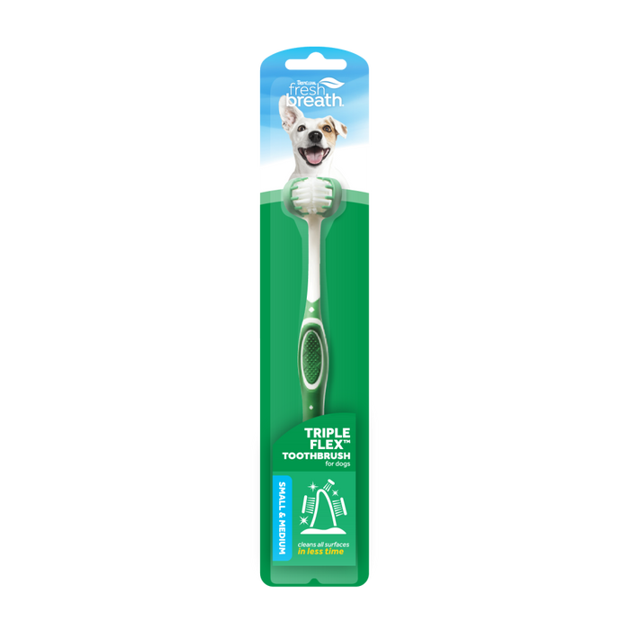 TropiClean Fresh Breath Triple Flex Toothbrush for Small and Medium Dogs — Small/medium dogs — one toothbrush retail package