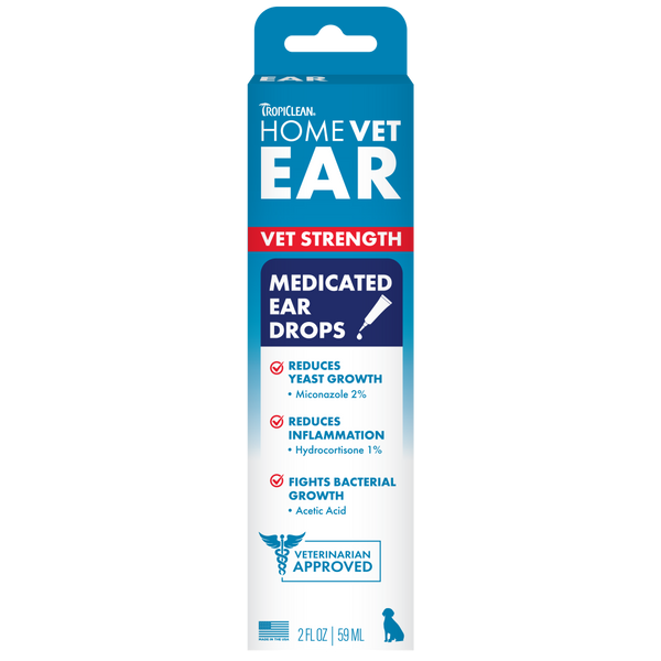 TropiClean HomeVet Medicated Dog Ear Drops — 2 oz retail package