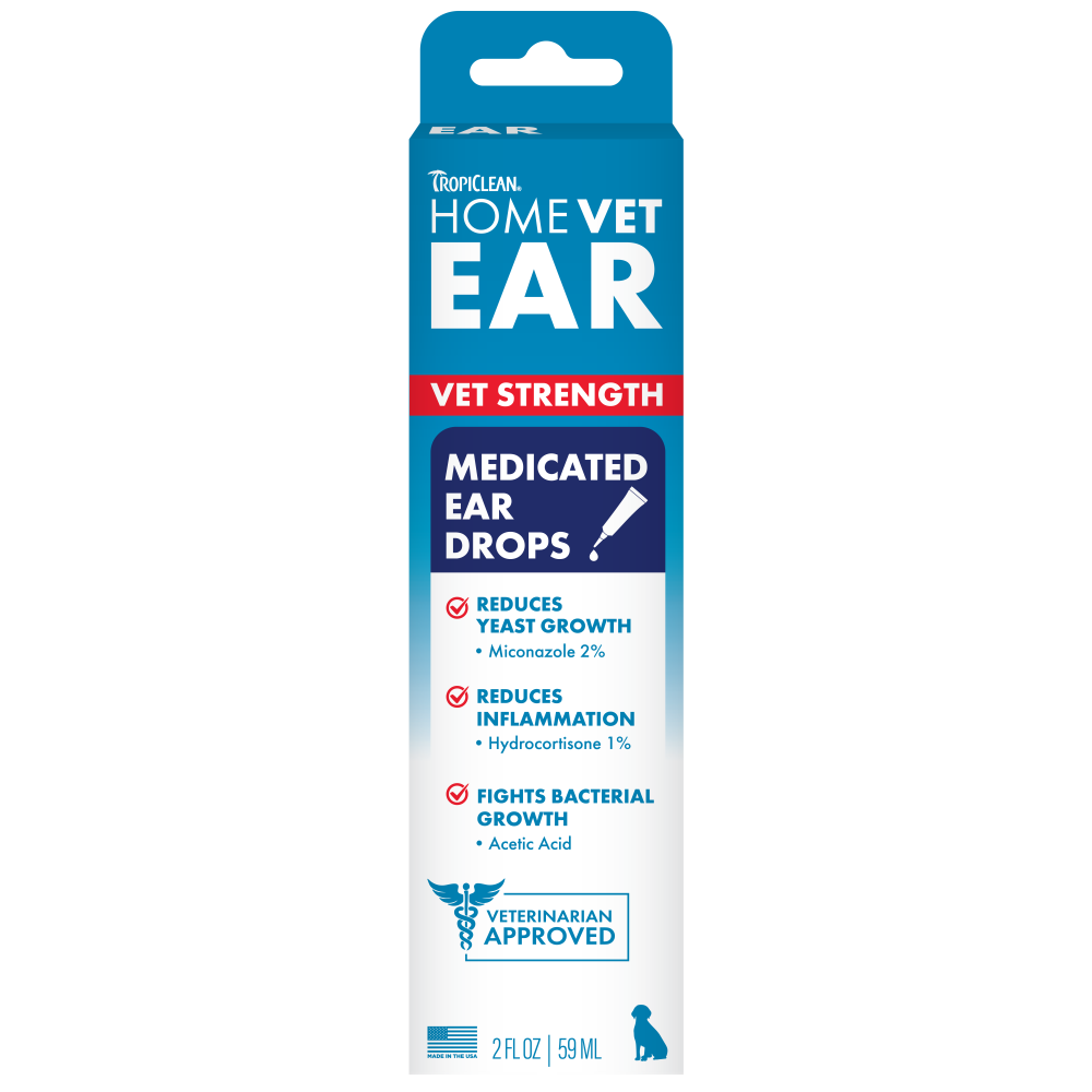 TropiClean HomeVet Medicated Dog Ear Drops — 2 oz retail package