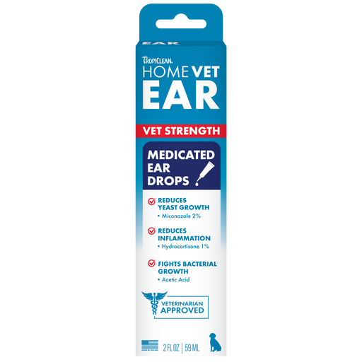 TropiClean HomeVet Medicated Dog Ear Drops — 2 oz retail package
