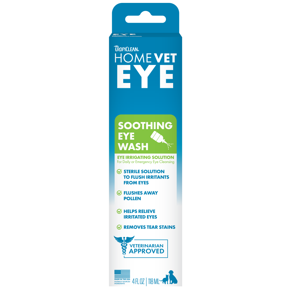 TropiClean HomeVet Soothing Eye Wash for Dogs & Cats — 4 oz retail package
