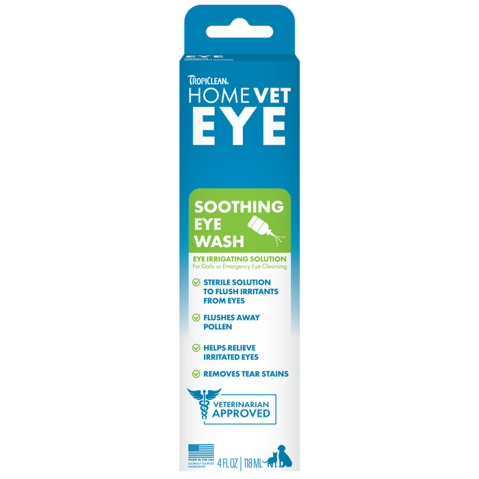 TropiClean HomeVet Soothing Eye Wash for Dogs & Cats — 4 oz retail package
