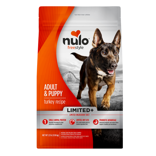 Nulo FreeStyle Limited+ Turkey Recipe for Dogs 22 lb - front package