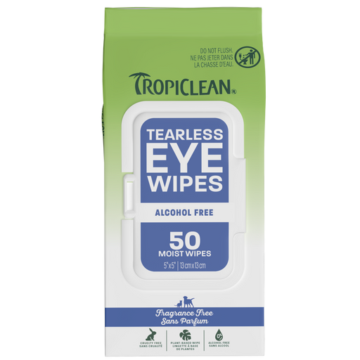 TropiClean Tearless Eye Wipes — manufacturer recipe-family image; package size may differ