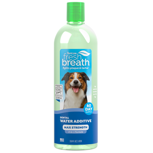 TropiClean Fresh Breath Max Strength Dental Water Additive for Dogs — 33.8oz retail package