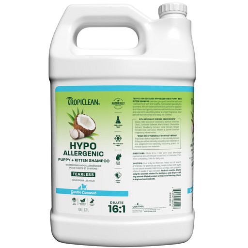TropiClean Gentle Coconut Hypoallergenic Puppy & Kitten Shampoo, 1 gal — 1 gal retail package