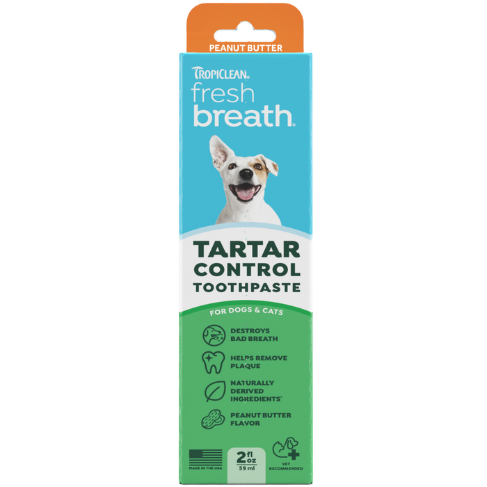 TropiClean Fresh Breath Peanut Butter Teeth Cleaning Pet Toothpaste, 2oz — 2oz retail package
