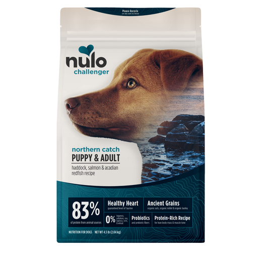 Nulo Challenger Organic Ancient Grains Haddock, Salmon & Acadian Redfish Recipe for Dogs - 4.5 lb bag - front package
