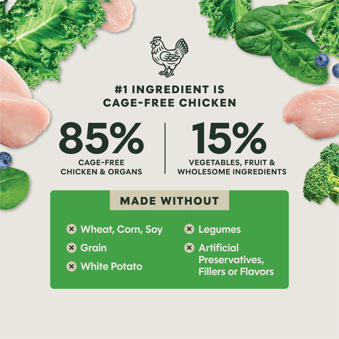 Instinct FreshDried Meal Blends Chicken & SuperGreens Blend dog  product benefits and recipe information