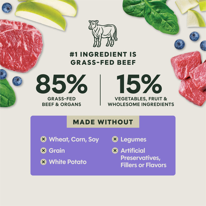 Instinct FreshDried Meal Blends Beef & Orchard Blend dog  product benefits and recipe information