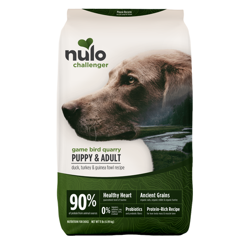 Nulo Challenger Organic Ancient Grains Duck, Turkey & Guinea Fowl Recipe for Dogs - 11 lb bag - front package