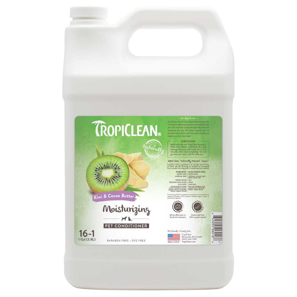 TropiClean Kiwi & Cocoa Butter Moisturizing Conditioner for Pets, 1 gal — 1 gal retail package