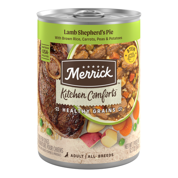 Merrick Kitchen Comforts Lamb Shepherd's Pie Wet Dog Food can packaging