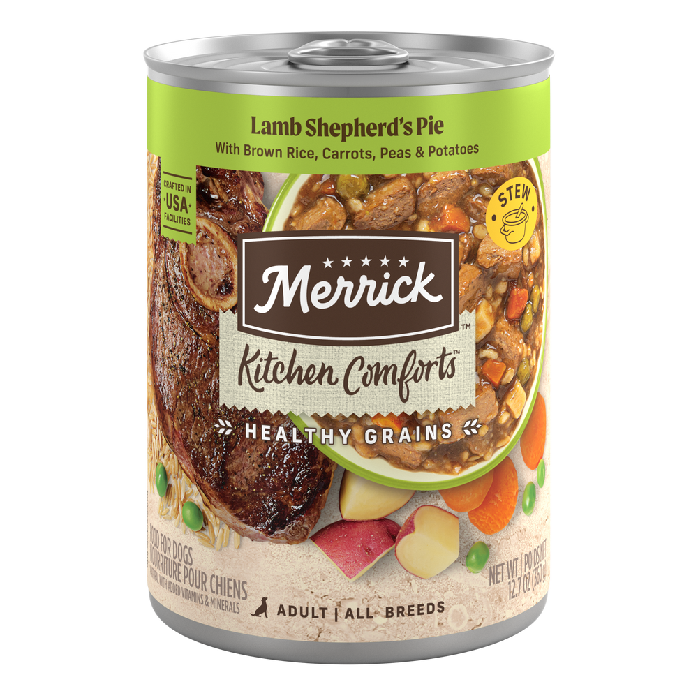 Merrick Kitchen Comforts Lamb Shepherd's Pie Wet Dog Food can packaging
