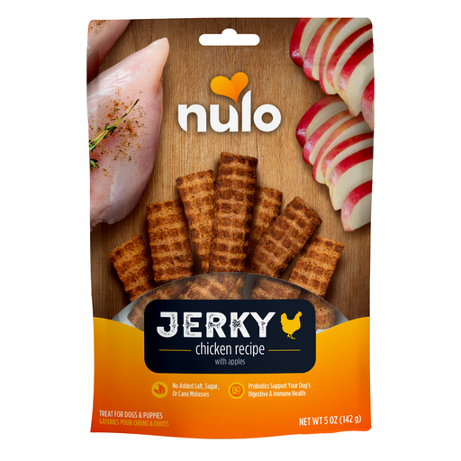 Nulo Jerky Treats Chicken Recipe with Apples for Dogs - 5 oz bag - front package