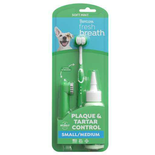 TropiClean Fresh Breath Soft Mint Plaque & Tartar Control Kit for Small/Med Dogs, 2oz — Small/medium dogs — 2-oz kit retail package