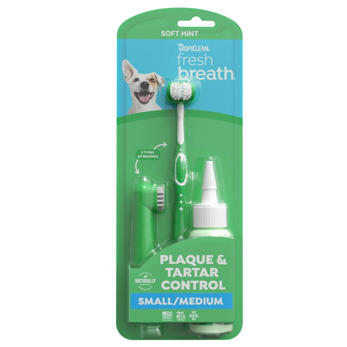 TropiClean Fresh Breath Soft Mint Plaque & Tartar Control Kit for Small/Med Dogs, 2oz — Small/medium dogs — 2-oz kit retail package
