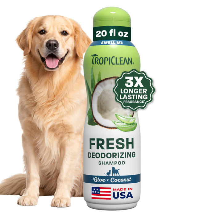TropiClean Aloe + Coconut Deodorizing Pet Shampoo, 20oz — 20oz retail package