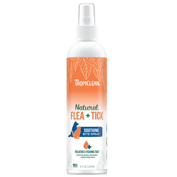 TropiClean Natural Flea + Tick Bite Relief Spray for Pets — 8 oz retail package