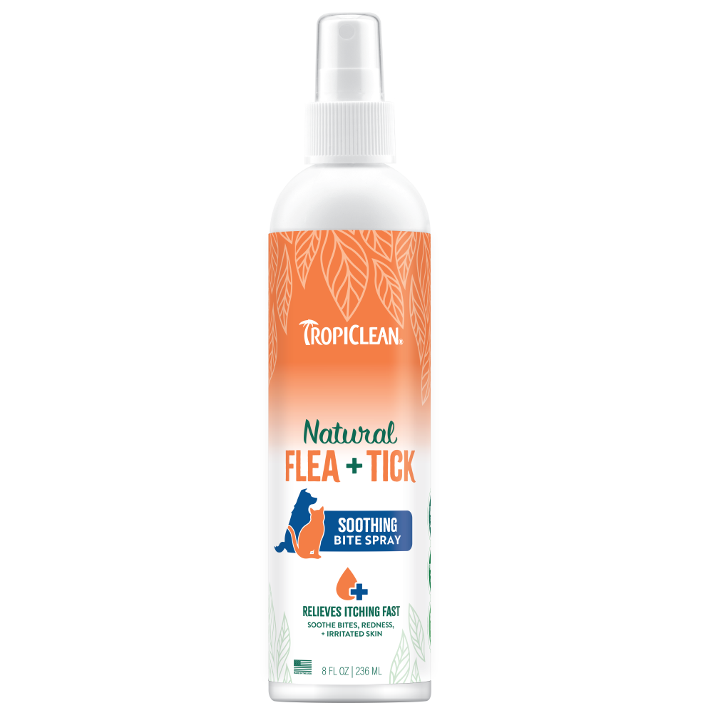 TropiClean Natural Flea + Tick Bite Relief Spray for Pets — 8 oz retail package