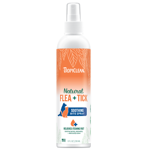 TropiClean Natural Flea + Tick Bite Relief Spray for Pets — 8 oz retail package
