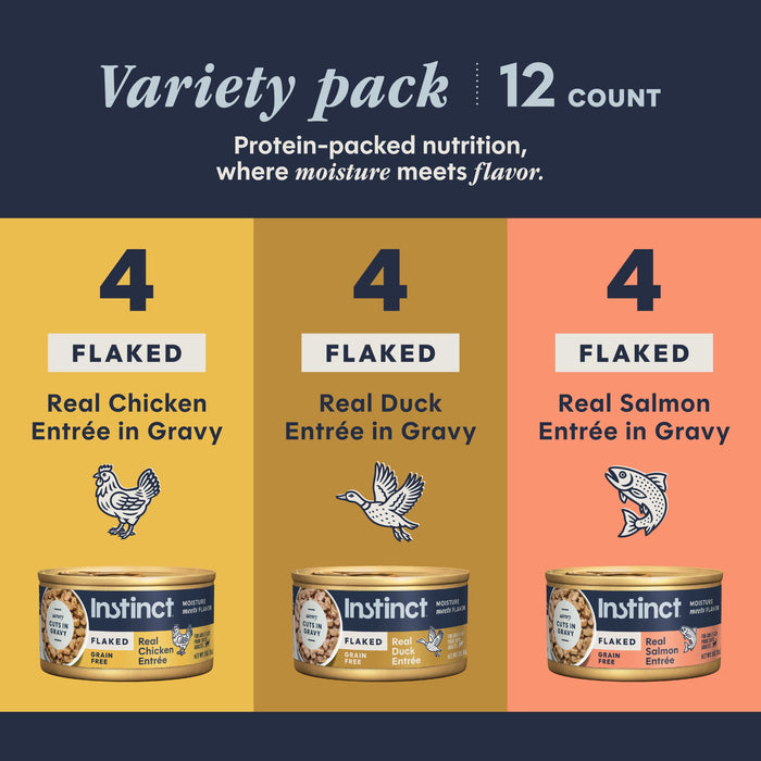 Instinct Flaked Entrées Variety Pack cat  product benefits and recipe information