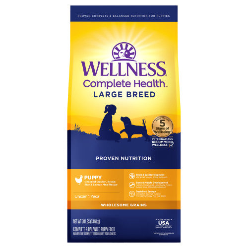 Wellness Complete Health  Large Breed Puppy Chicken, Salmon & Rice — 30-lb bag; 30-lb bag (one bag)