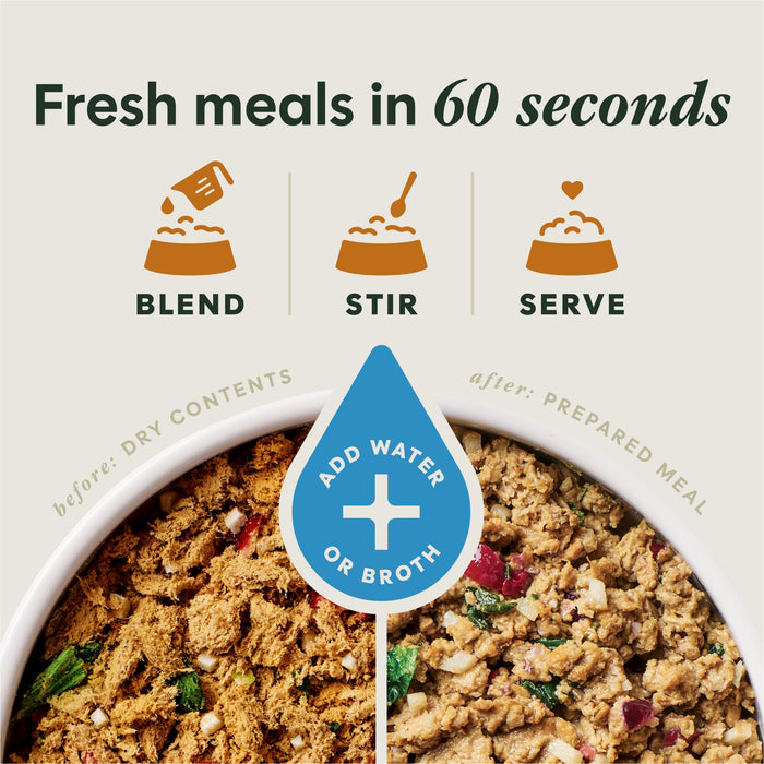Instinct FreshDried Meal Blends Chicken & Harvest Blend dog  product benefits and recipe information
