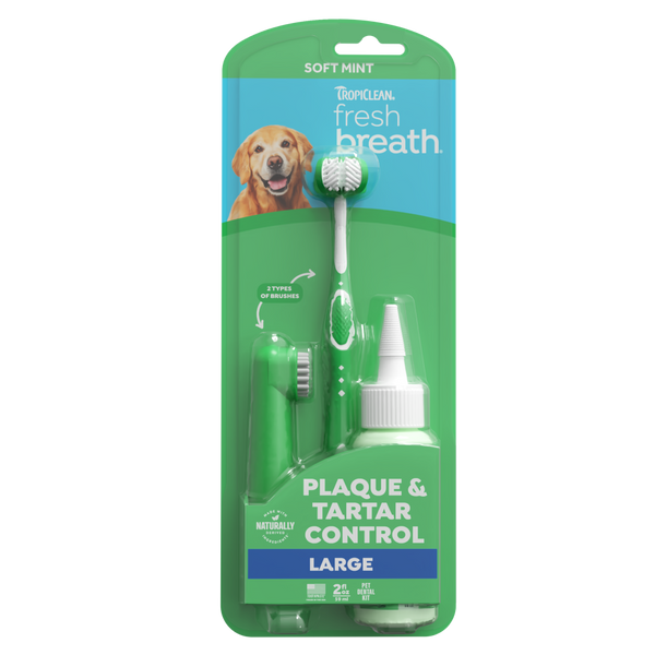 TropiClean Fresh Breath Soft Mint Plaque & Tartar Control Kit for Large Dogs, 2oz — Large dogs — 2-oz kit retail package