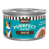 Merrick Purrfect Bistro Grain Free Duck Pate High Protein Wet Cat Food — manufacturer recipe packaging; individual container shown, sold by the full case