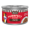 Merrick Purrfect Bistro Grain Free Beef Pate High Protein Wet Cat Food — manufacturer recipe packaging; individual container shown, sold by the full case