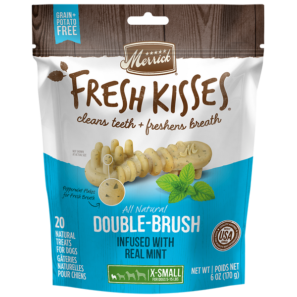 Merrick Fresh Kisses Infused With Mint - For Extra Small Dogs (5-15 Lbs) Dog Dental Chews — manufacturer recipe packaging