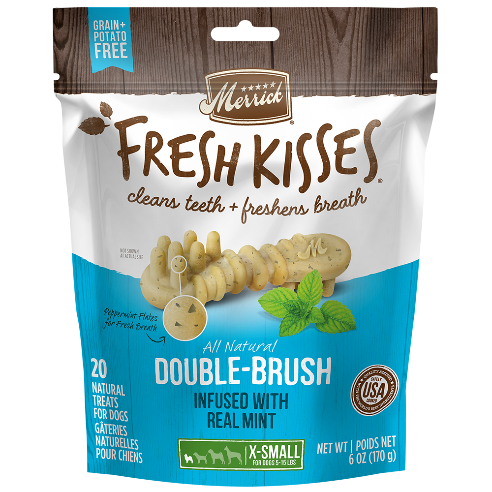 Merrick Fresh Kisses Infused With Mint - For Extra Small Dogs (5-15 Lbs) Dog Dental Chews — manufacturer recipe packaging