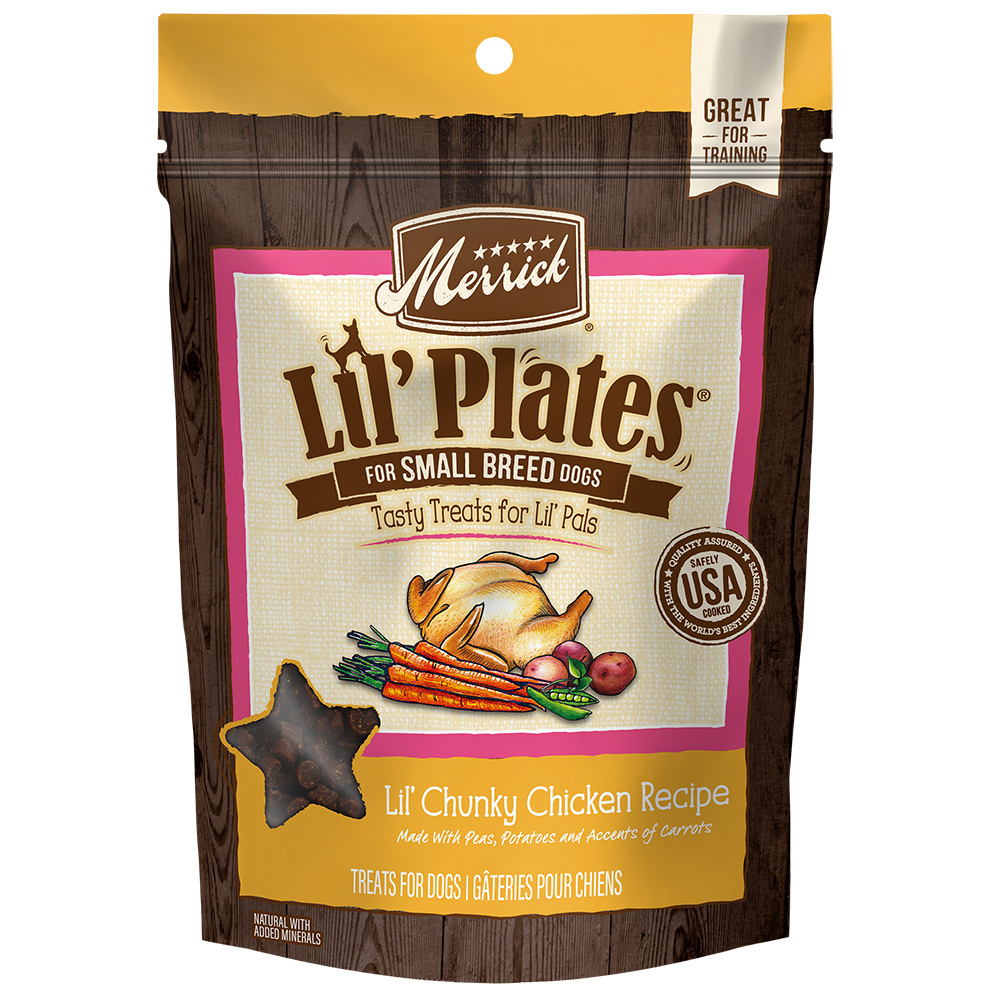 Merrick Lil' Plates Lil' Chunky Chicken Recipe Dog Treats — manufacturer recipe packaging