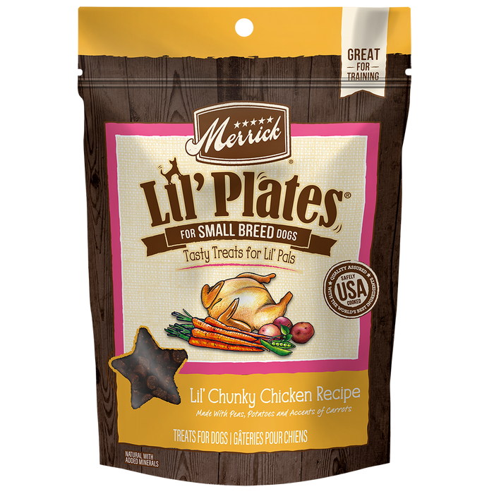 Merrick Lil' Plates Lil' Chunky Chicken Recipe Dog Treats — manufacturer recipe packaging