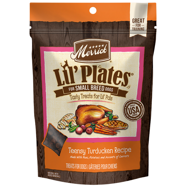 Merrick Lil' Plates Teensy Turducken Recipe Dog Treats — manufacturer recipe packaging