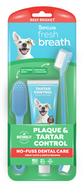TropiClean Fresh Breath Beef Brisket Plaque & Tartar Control Brushing Kit, 2oz — 2oz retail package