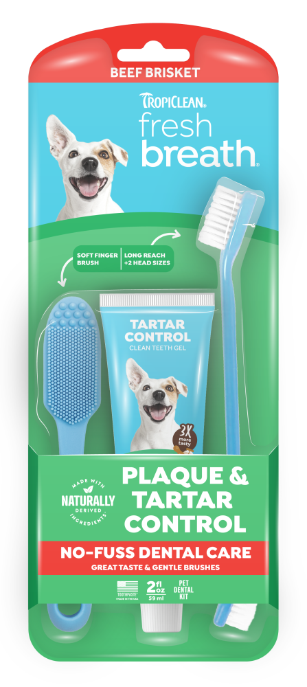 TropiClean Fresh Breath Beef Brisket Plaque & Tartar Control Brushing Kit, 2oz — 2oz retail package