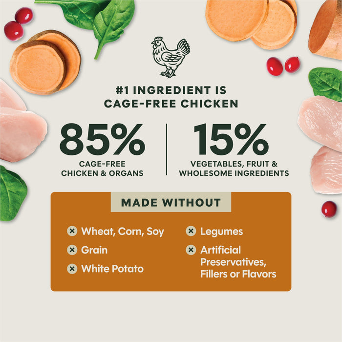 Instinct FreshDried Meal Blends Chicken & Harvest Blend dog  product benefits and recipe information