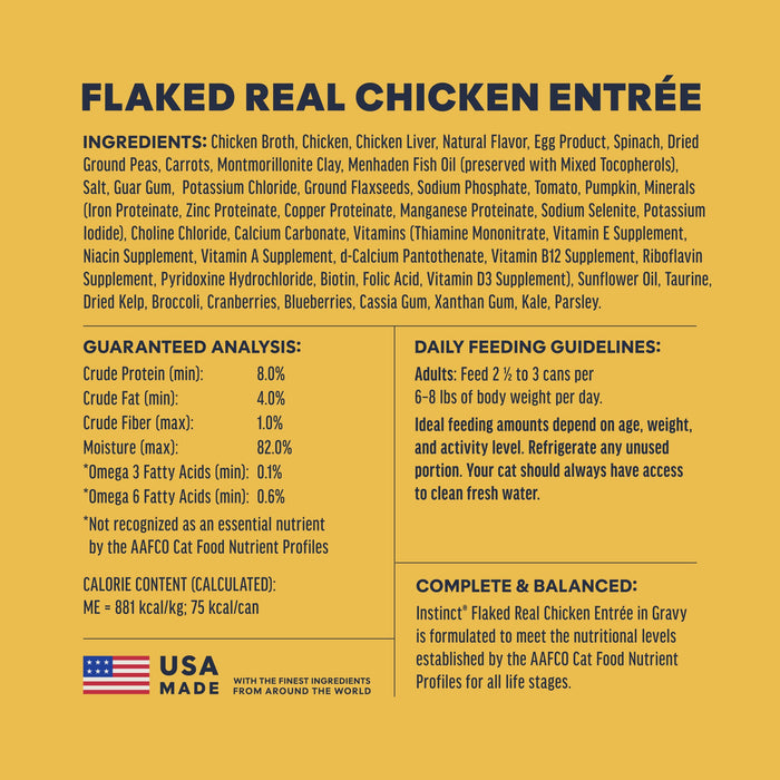 Instinct Flaked Chicken Entrée cat  product benefits and recipe information