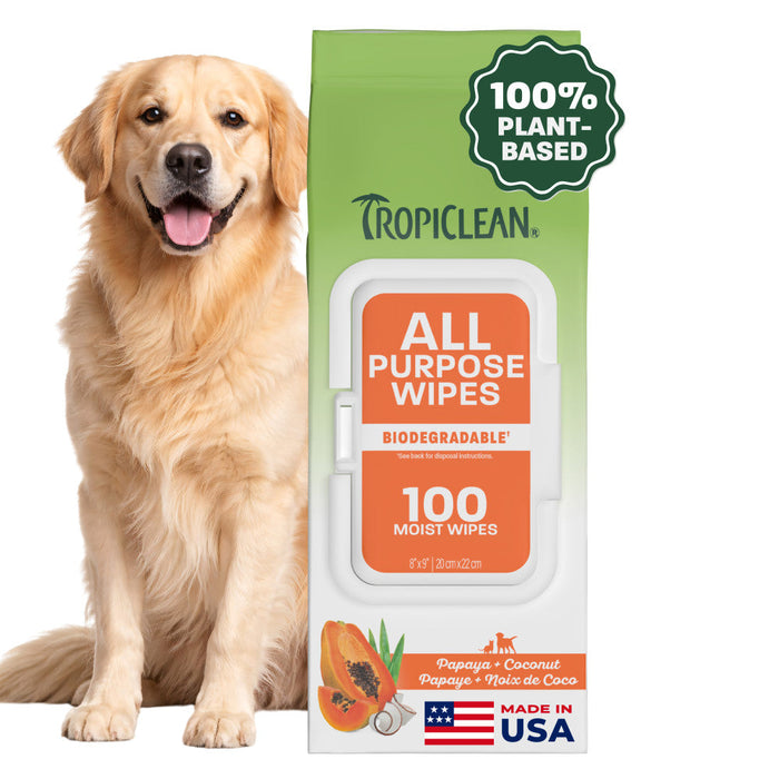 TropiClean Papaya + Coconut All Purpose Pet Wipes, 100ct — 100ct retail package