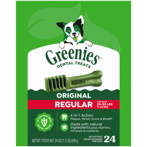 Greenies Original Dental Dog Chews Regular — manufacturer recipe-family image; package size may differ
