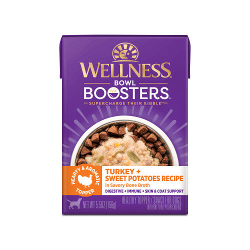 Wellness Bowl Boosters Hearty Toppers Turkey & Sweet Potatoes Recipe in Savory Bone Broth — 5.5-oz, case of 12; Case of 12 × 5.5-oz containers
